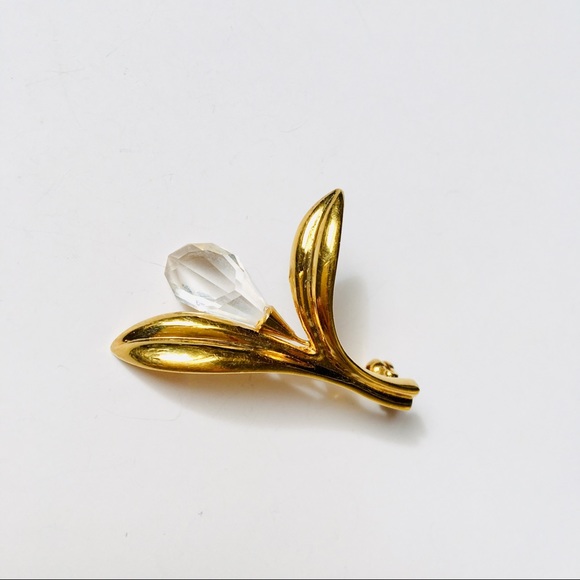 NWOT Swarovski Rose & Lily golden tone crystal brooch (2 pcs) - Picture 6 of 9